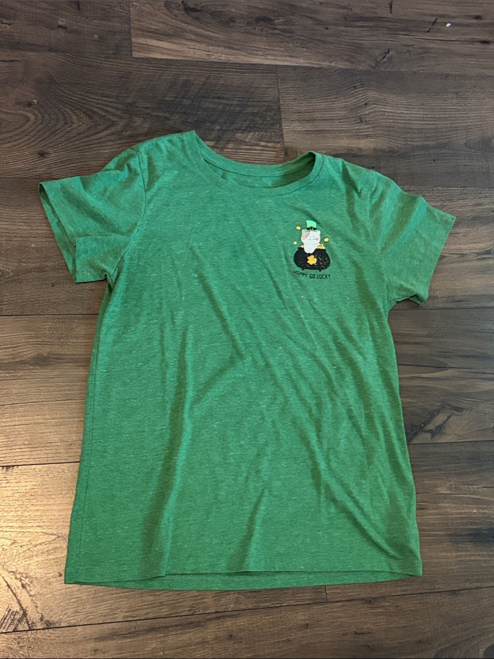 Girls' Green Short Sleeve Tee with Lucky Gnome Graphic
